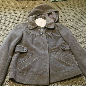 Tulle detachable hood peacoat